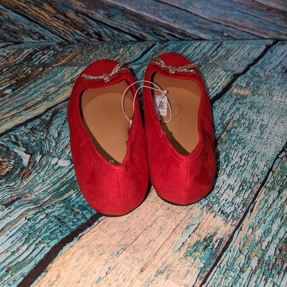 Torrid Red Velvet Flat Shoes with Rhinestone Bow - Picture 4 of 5
